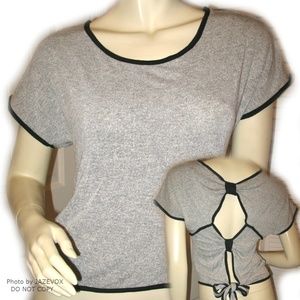 Vintage Y2K Wet Seal New Womens Cut Out Open Back Shirt Top Blouse XS Gray Black